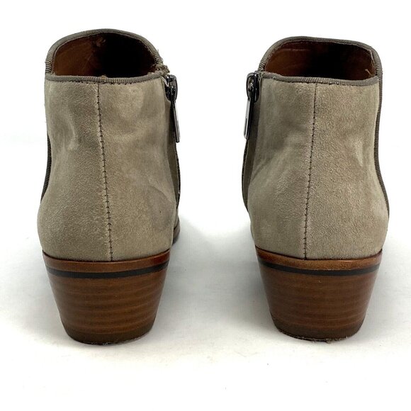 Sam Edelman Boots Womens 6.5 Petty Putty Taupe Suede Ankle Bootie Block Heels - Picture 7 of 16
